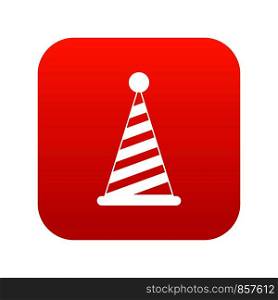 Party hat icon digital red for any design isolated on white vector illustration. Party hat icon digital red