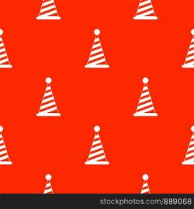 Party hat pattern repeat seamless in orange color for any design. Vector geometric illustration. Party hat pattern seamless