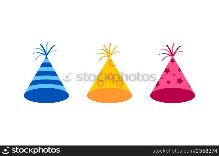 Party hat set. Birthday hat set. Vector illustration. stock image. EPS 10.. Party hat set. Birthday hat set. Vector illustration. stock image.