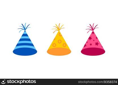 Party hat set. Birthday hat set. Vector illustration. stock image. EPS 10.. Party hat set. Birthday hat set. Vector illustration. stock image.