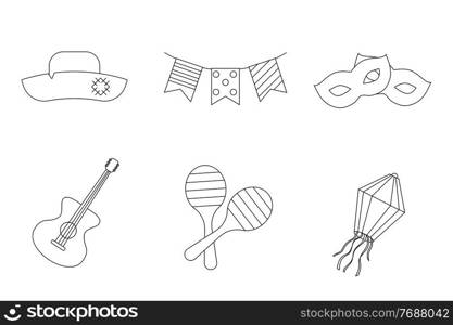 Party icon set for festa junina festival. Vector illustration EPS10. Party icon set for festa junina festival. Vector illustration