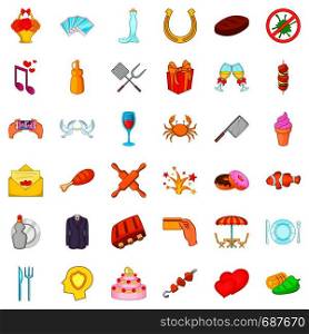 Party icons set. Cartoon style of 36 party vector icons for web isolated on white background. Party icons set, cartoon style