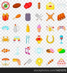 Party icons set. Cartoon style of 36 party vector icons for web for any design. Party icons set, cartoon style