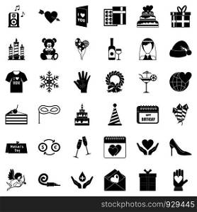 Party icons set. Simple style of 36 party vector icons for web isolated on white background. Party icons set, simple style