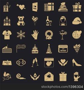 Party icons set. Simple style of 36 party vector icons for web for any design. Party icons set, simple style