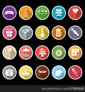 Party icons with long shadow, stock vector