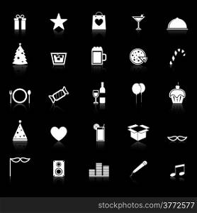 Party icons with reflect on black background, stock vector