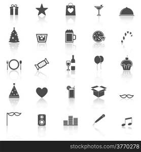 Party icons with reflect on white background, stock vector