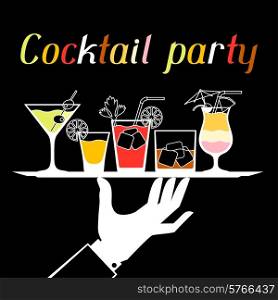 Party invitation with alcohol drinks and cocktails.