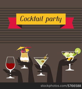 Party invitation with alcohol drinks and cocktails.