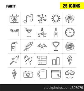 Party Line Icon for Web, Print and Mobile UX/UI Kit. Such as: Calendar, Birthday, Date, Year, Juice, Drink, Glass, Party, Pictogram Pack. - Vector