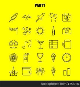 Party Line Icon for Web, Print and Mobile UX/UI Kit. Such as: Calendar, Birthday, Date, Year, Juice, Drink, Glass, Party, Pictogram Pack. - Vector