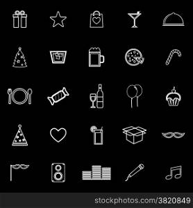 Party line icons on black background, stock vector