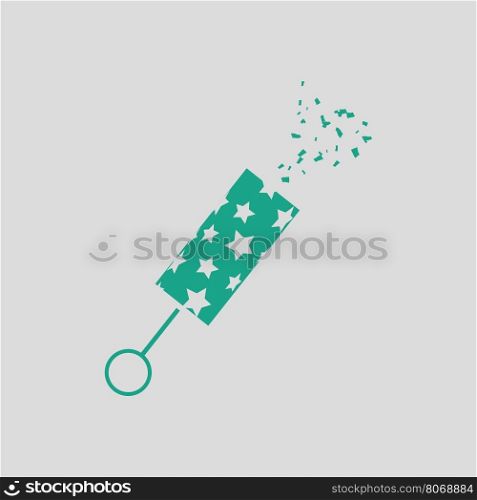 Party petard icon. Gray background with green. Vector illustration.