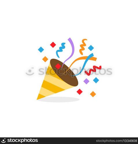 Party popper flat icon isolated on white background. Vector EPS 10