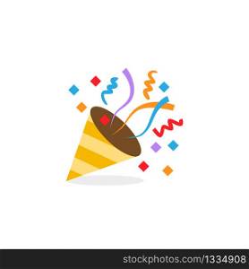 Party popper flat icon isolated on white background. Vector EPS 10