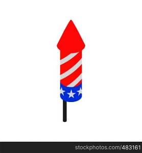 Party popper in in the American flag colors isometric 3d icon on white background. Party popper in in the American flag colors icon