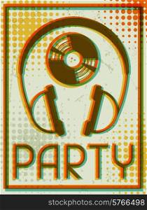 Party retro poster in flat design style.