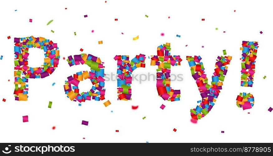 Party sign with colorful confetti