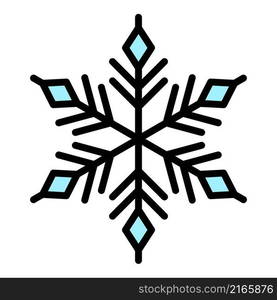 Party snowflake icon. Outline party snowflake vector icon color flat isolated. Party snowflake icon color outline vector