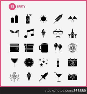 Party Solid Glyph Icon for Web, Print and Mobile UX/UI Kit. Such as  Calendar, Birthday, Date, Year, Juice, Drink, Glass, Party, Pictogram Pack. - Vector