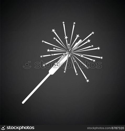 Party sparkler icon. Black background with white. Vector illustration.