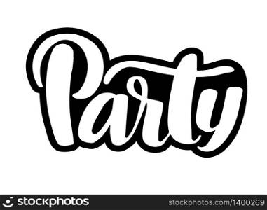 Party text isolated on white background. Vector design element. lettering calligrathy quote.. Chocolate party text made of chocolate vector design element.