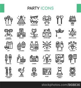 Party , Thin Line and Pixel Perfect Icons