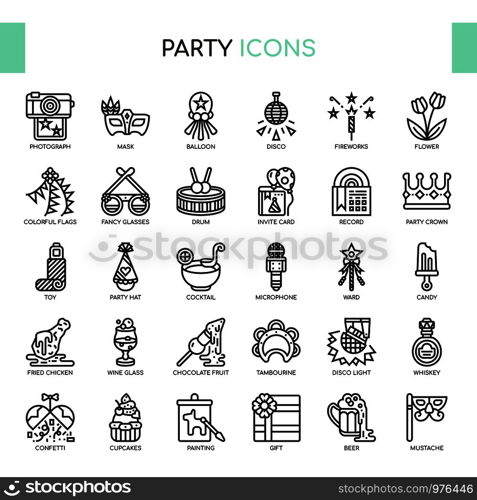 Party , Thin Line and Pixel Perfect Icons