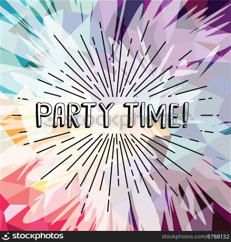 party time text show sunrays retro theme. party time text show sunrays retro theme vector