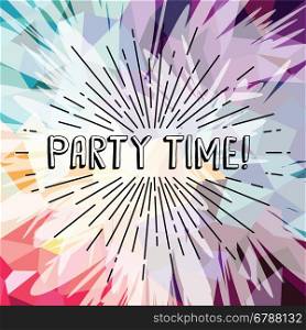 party time text show sunrays retro theme. party time text show sunrays retro theme vector