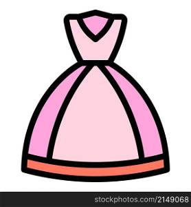 Party wedding gown icon. Outline party wedding gown vector icon color flat isolated. Party wedding gown icon color outline vector