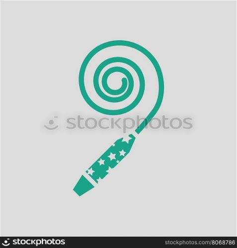 Party whistle icon. Gray background with green. Vector illustration.