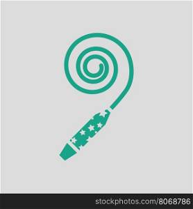 Party whistle icon. Gray background with green. Vector illustration.