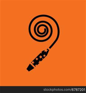 Party whistle icon. Orange background with black. Vector illustration.