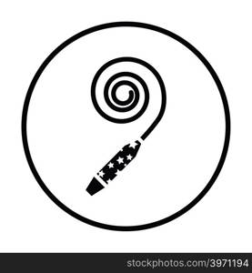 Party whistle icon. Thin circle design. Vector illustration.