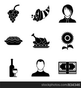 Partying icons set. Simple set of 9 partying vector icons for web isolated on white background. Partying icons set, simple style