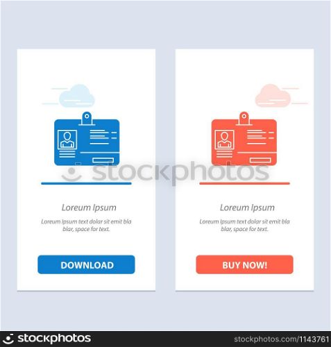 Pass, Card, Identity, Id Blue and Red Download and Buy Now web Widget Card Template