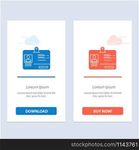 Pass, Card, Identity, Id Blue and Red Download and Buy Now web Widget Card Template