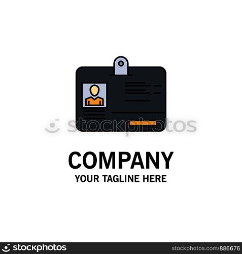 Pass, Card, Identity, Id Business Logo Template. Flat Color