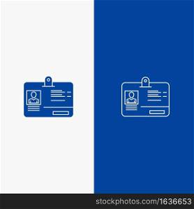 Pass, Card, Identity, Id Line and Glyph Solid icon Blue banner Line and Glyph Solid icon Blue banner