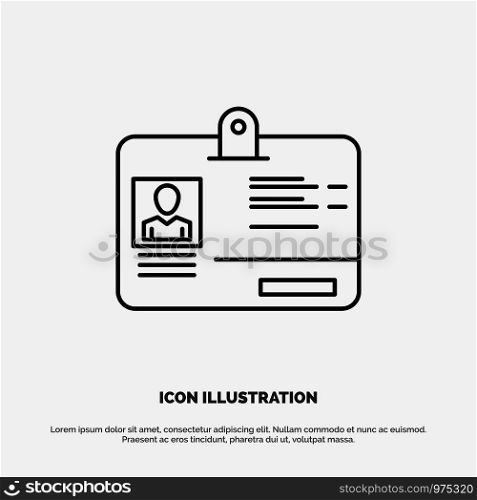 Pass, Card, Identity, Id Line Icon Vector