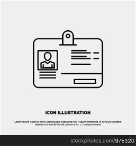 Pass, Card, Identity, Id Line Icon Vector
