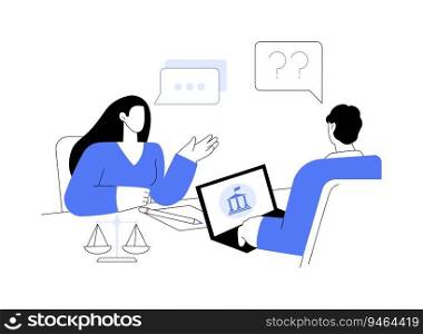 Pass immigration interview abstract concept vector illustration. Citizen talking with immigration agency worker, government services, embassy sector, green card interview abstract metaphor.. Pass immigration interview abstract concept vector illustration.