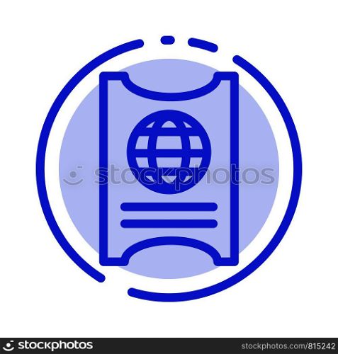 Pass, Passport, Ticket, Hotel Blue Dotted Line Line Icon