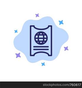 Pass, Passport, Ticket, Hotel Blue Icon on Abstract Cloud Background