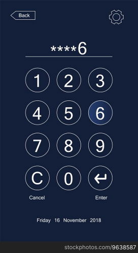 Passcode interface for lock screen Royalty Free Vector Image