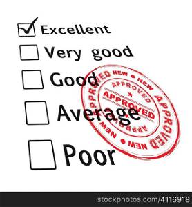 passed your business evaluation with excellent grade and ink stamp