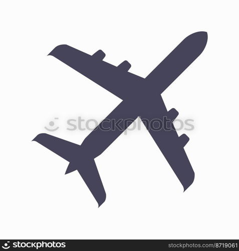 Passenger airliner silhouette. Aircraft top view icon. Flat vector illustration isolated on white background.. Passenger airliner silhouette. Flat vector illustration isolated on white
