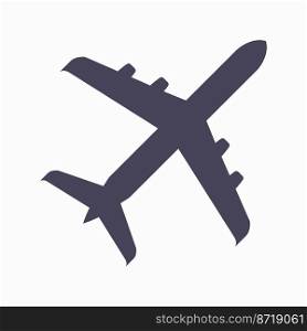 Passenger airliner silhouette. Aircraft top view icon. Flat vector illustration isolated on white background.. Passenger airliner silhouette. Flat vector illustration isolated on white